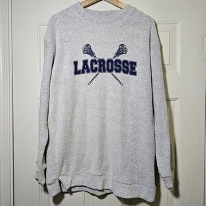 Comfy Terry Women's Grey Pullover Lacrosse Graphic Size Medium Oversized